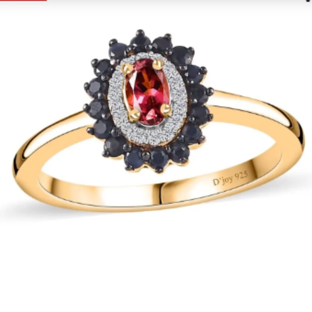 Ofiki Rubellite and Multi Gemstone Double Halo Ring